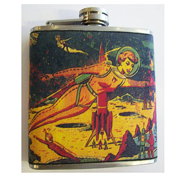 retro sci fi flask vintage pin up girl rockabilly outer space kitsch image 1