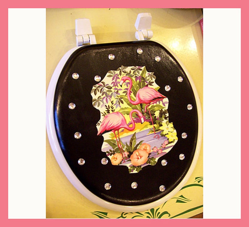 retro flamingo toilet seat vintage 1950's pink flamingo rockabilly Florida kitsch image 2