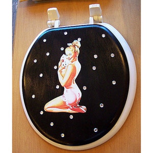 pin up girl toilet seat rockabilly vintage 1950's retro bathroom decor kitsch