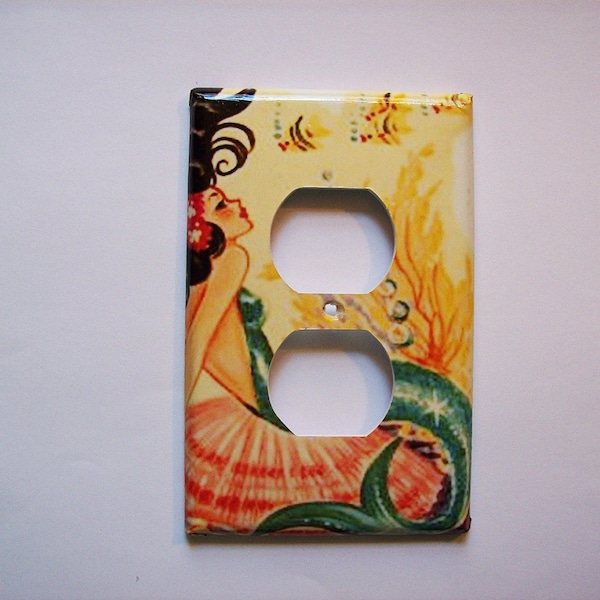 mermaid outlet switch plate retro vintage nautical 1950's pin up rockabilly light switch