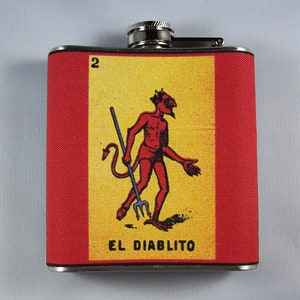 Loteria hip flask retro vintage mexicana folk art rockabilly Spanish kitsch image 4