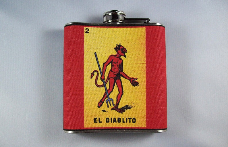 Loteria hip flask retro vintage mexicana folk art rockabilly Spanish kitsch image 4