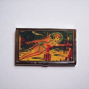 outer space business card holder retro vintage pin up girl case image 2