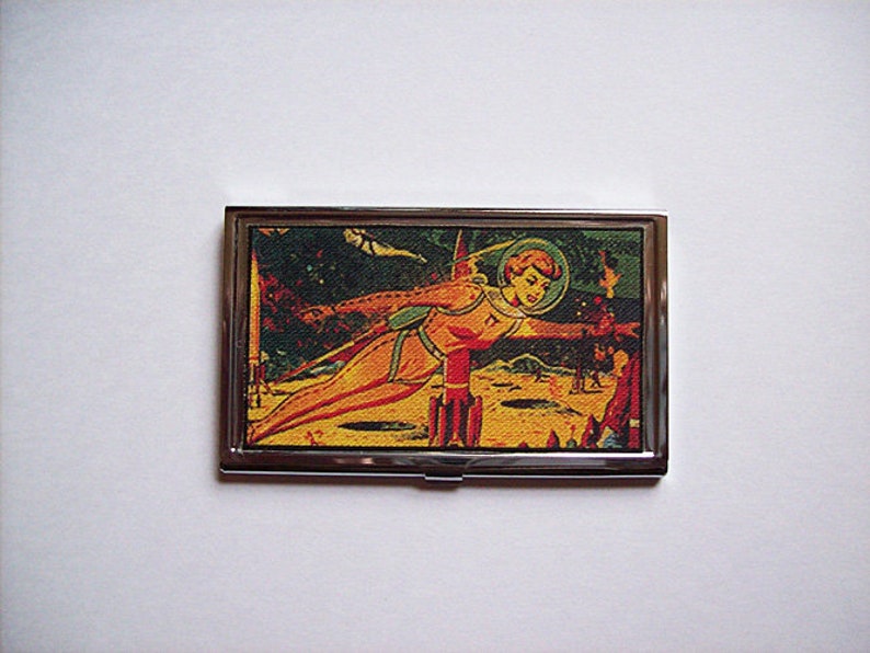 outer space business card holder retro vintage pin up girl case image 2