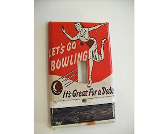 bowling switch plate retro vintage Fifties bowl kitsch light switch rockabilly decor