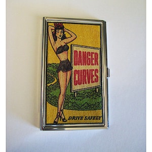 pin up girl business card holder retro vintage ID case kitsch