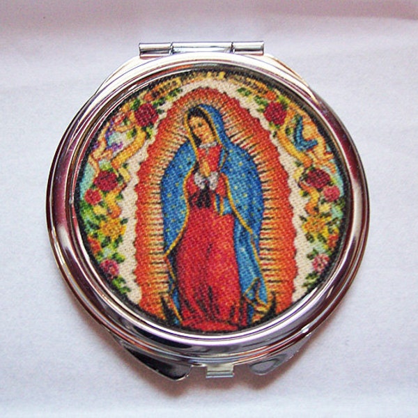 Virgin of Guadalupe compact mirror retro rockabilly Mexico saint religious kitsch