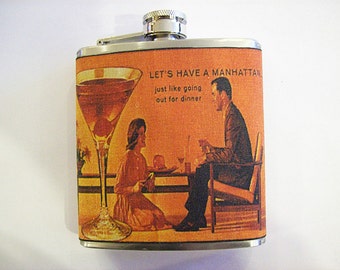 Cocktail advertisement flask retro Fifties era vintage rockabilly kitsch mid century bar decor