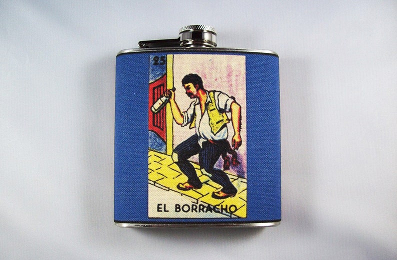 Loteria hip flask retro vintage mexicana folk art rockabilly Spanish kitsch image 3