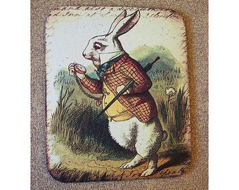 Alice in Wonderland mouse pad retro vintage victorian fairy tale John Tenniel white rabbit
