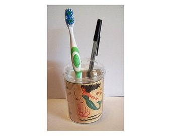 mermaid toothbrush holder retro vintage 1950s rockabilly pin up girl pen holder kitsch