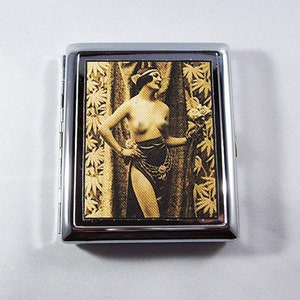 retro nude cigarette case vintage 1920s pin up girl metal wallet mature image 1