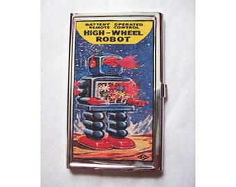 robot business card case retro vintage 1950s rockabilly ID card holder kitsch