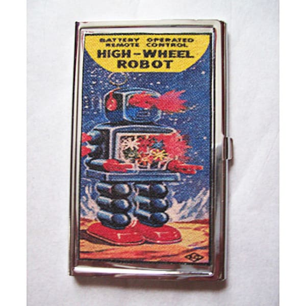 robot business card case retro vintage 1950s rockabilly ID card holder kitsch