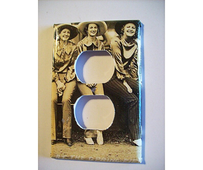 cowgirl outlet switch plate retro vintage pin up cowboy rocker cover image 3