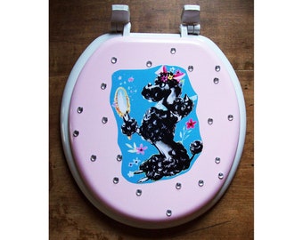 Poodle toilet seat retro 1950s vintage bathroom decor rockabilly kitsch art
