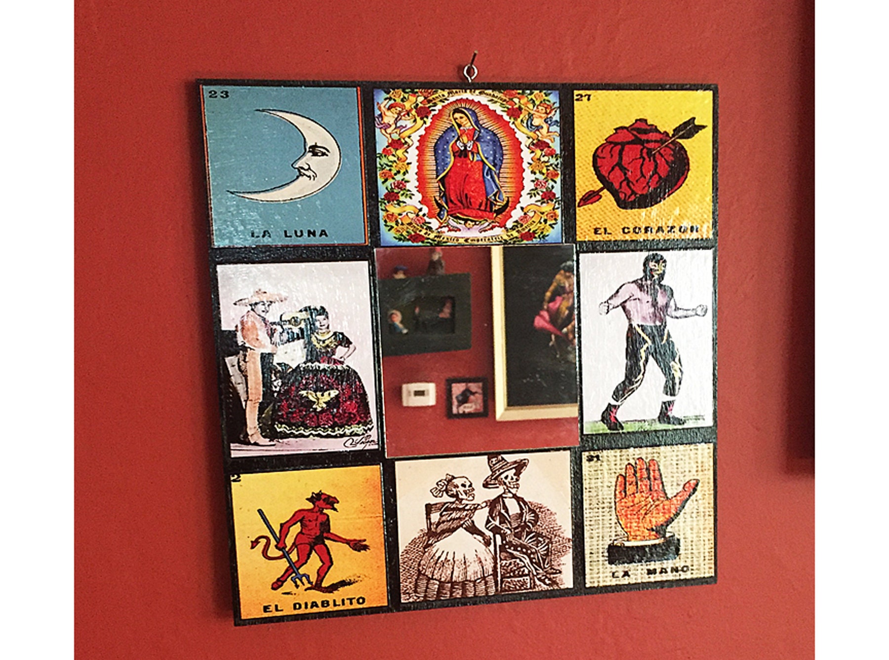 retro Mexico wall mirror vintage loteria day of the dead lucha libre Guadalupe rockabilly wall decor new design
