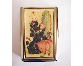 poodle metal wallet retro vintage 1950s rockabilly cigarette case kitsch