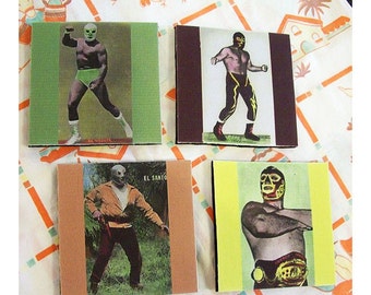 Mexican wrestler coaster set lucha libre retro vintage  luchador mexico pop culture