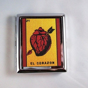 Loteria metal wallet retro cigarette case Mexicana Spanish ID case image 1