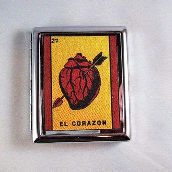 Loteria metal wallet retro cigarette case Mexicana Spanish ID case