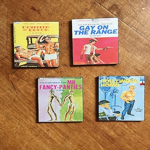 Gay pulp coasters retro vintage pulp fiction paperback art beefcake pin up kitsch image 1