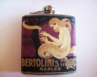 retro mermaid label flask 1950s vintage nautical pin up girl rockabilly kitsch