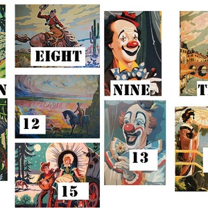 retro paint by number print 1950s 1960s era vintage style kitsch cowboy flamingo clown tropical decor 3.5 X 5 image 5