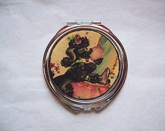 poodle compact mirror retro 1950s vintage purse mirror rockabilly kitsch