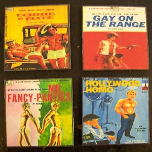 Gay pulp coasters retro vintage pulp fiction paperback art beefcake pin up kitsch image 6