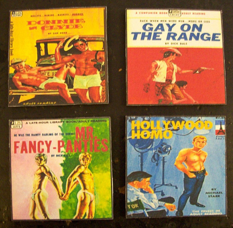 Gay pulp coasters retro vintage pulp fiction paperback art beefcake pin up kitsch image 6