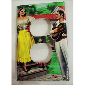 Retro Mexico switch plate vintage senorita 1950s pin up kitsch decor outlet light switch image 3