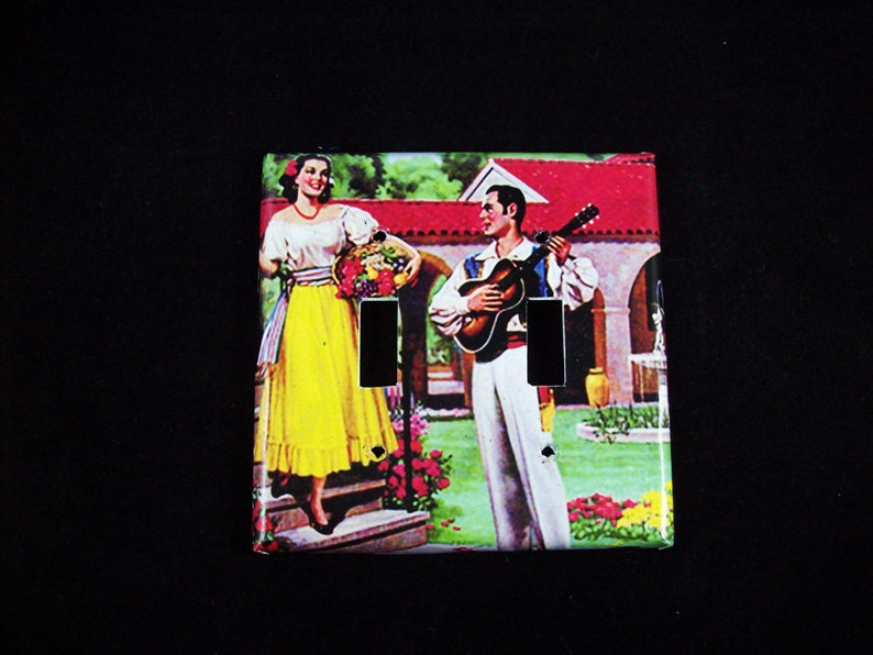 Retro Mexico switch plate vintage senorita 1950s pin up kitsch decor outlet light switch image 2