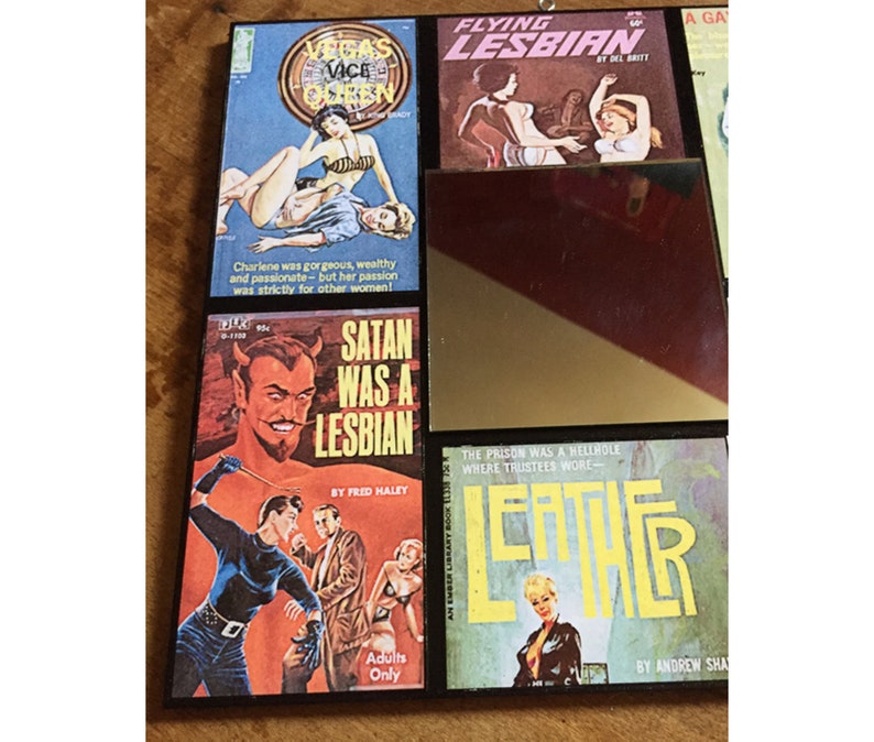 Lesbian pulp wall mirror retro vintage pin up paperback pulp fiction kitsch new design image 2