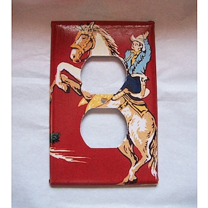 retro cowboy outlet switch plate cover vintage 1950s rockabilly kitsch plug light switch