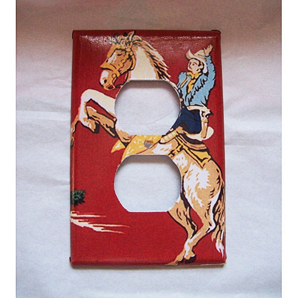 retro cowboy outlet switch plate cover vintage 1950s rockabilly kitsch plug light switch