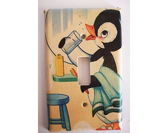 penguin switch plate retro vintage 1950s rockabilly kitsch decor