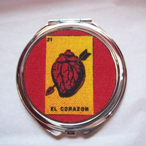 Loteria compact mirror retro vintage rockabilly Mexico pocket mirror kitsch
