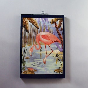 retro paint by number print 1950s 1960s era vintage style kitsch cowboy flamingo clown tropical decor 3.5" X 5"