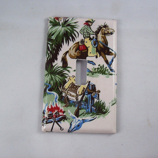 cowboy switch plate cover retro vintage 1950s western rockabilly kitsch