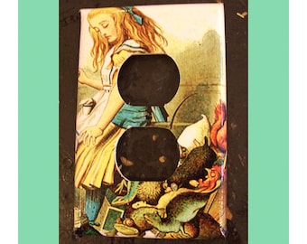 Alice in Wonderland oulet switch plate retro vintage Victorian fairy tale light switch outlet