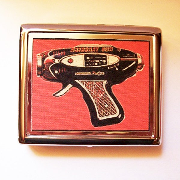 retro ray gun metal wallet vintage 1950s outer space cigarette case ID kitsch