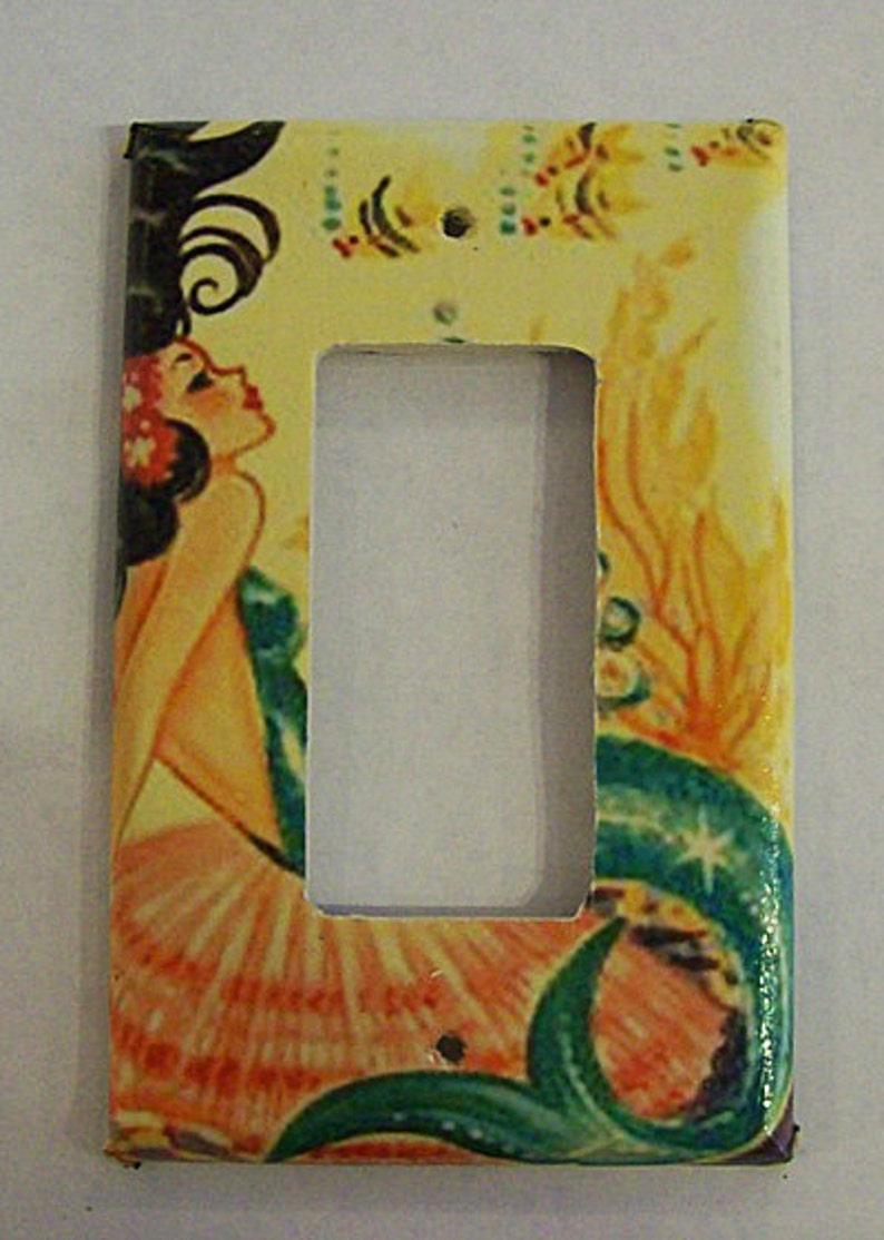 vintage mermaid rocker switch plate retro 1950s pin up dimmer cover rockabilly kitsch image 2