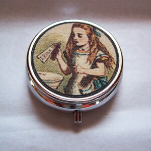 Alice in Wonderland pill case retro white rabbit vintage Victorian fantasy pillbox image 5