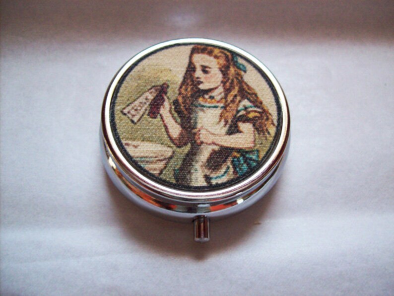 Alice in Wonderland pill case retro white rabbit vintage Victorian fantasy pillbox image 5