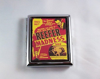 Reefer Madness metal wallet retro vintage pot propaganda cigarette case kitsch