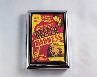 Reefer Madness metal wallet retro vintage pot propaganda cigarette case kitsch