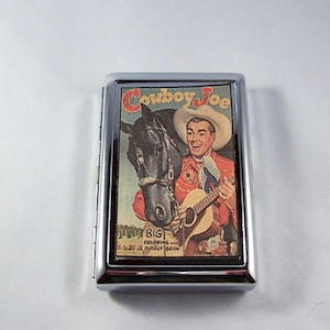 Cowboy Metall Geldbörse Retro Zigarettenetui Vintage Fifties Rockabilly Country Western Kitsch