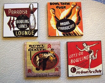 bowling coasters retro  vintage 1950s rockabilly kitsch decor