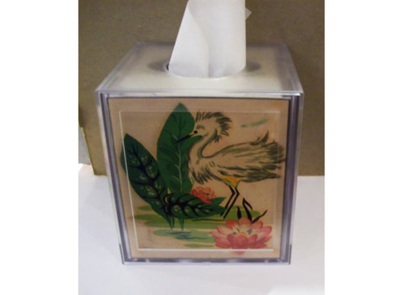 pink flamingo tissue box cover retro vintage 1950's Florida deco bathroom kitsch image 2